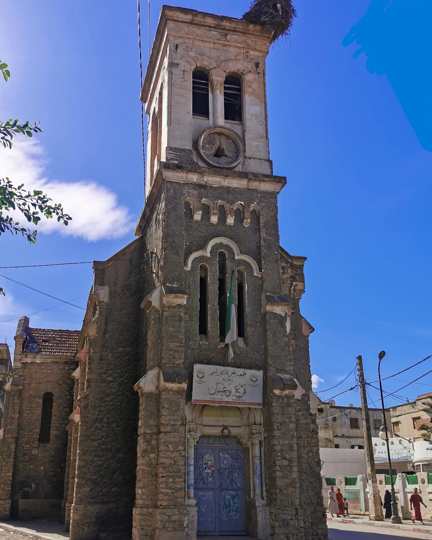 Historic Bouinan Church in Blida with its colonial architecture and preserved stone façade.