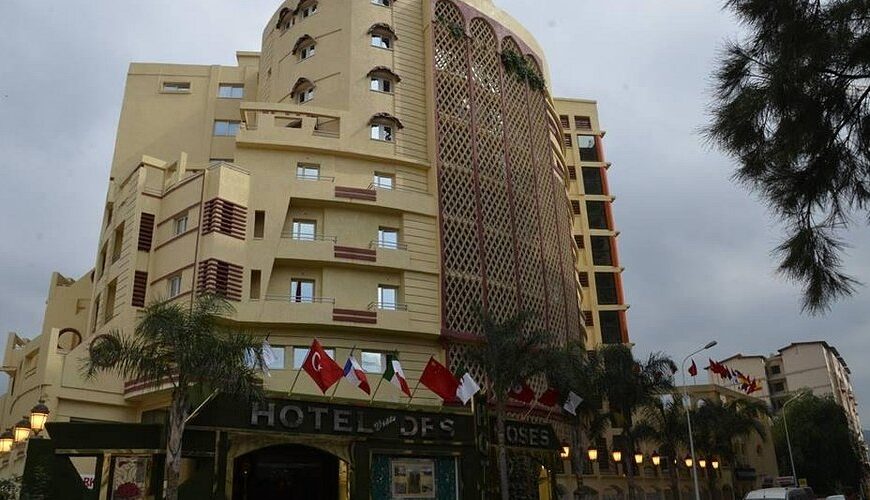 Entrance of Ville des Roses hotel in Blida with palace-style architecture